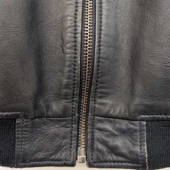 Zara Man Leather Jacket, Size L in Navy - Picture 3 of 7